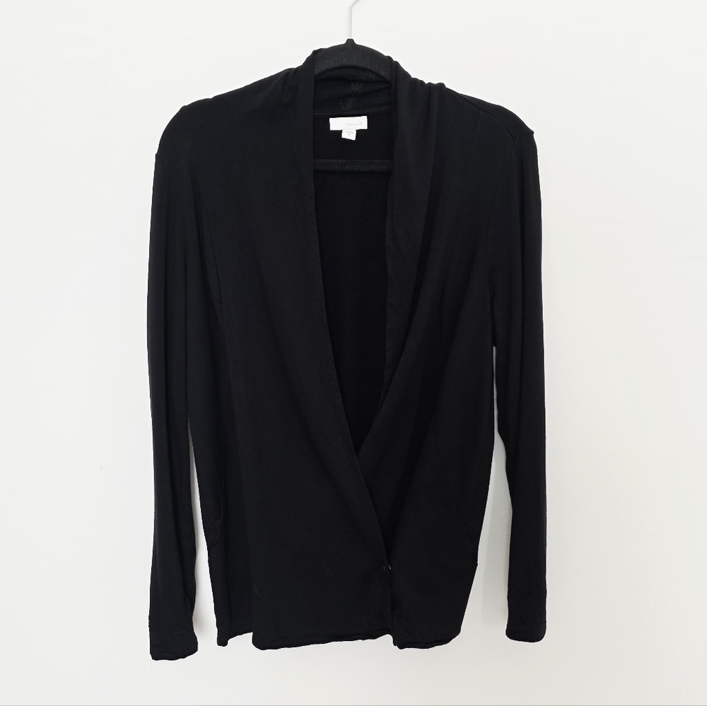 J Jill Pure Jill Black Snap Button Wrap Cardigan Sweater Women's Size M